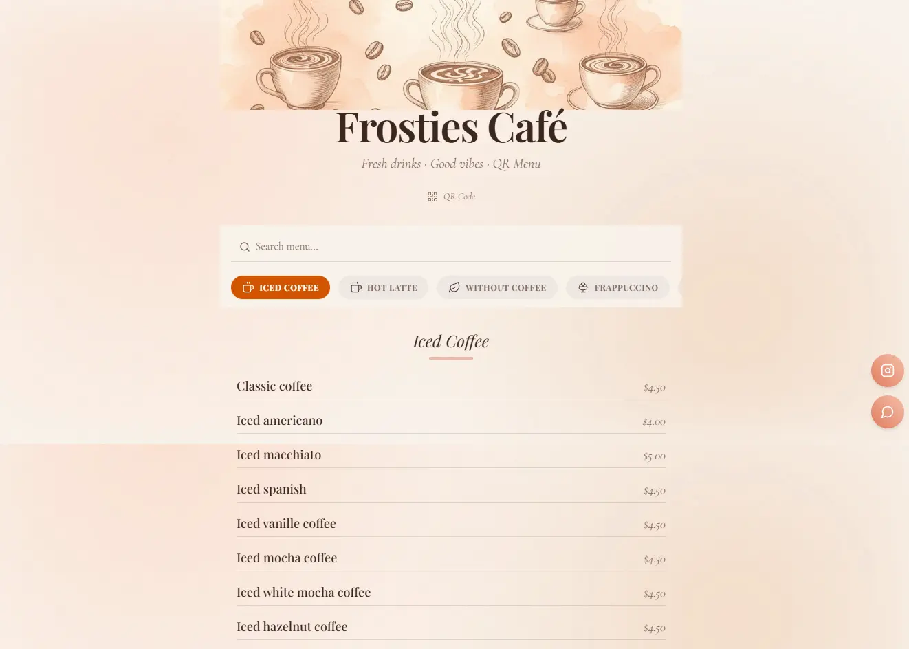 Frosties QR Menu